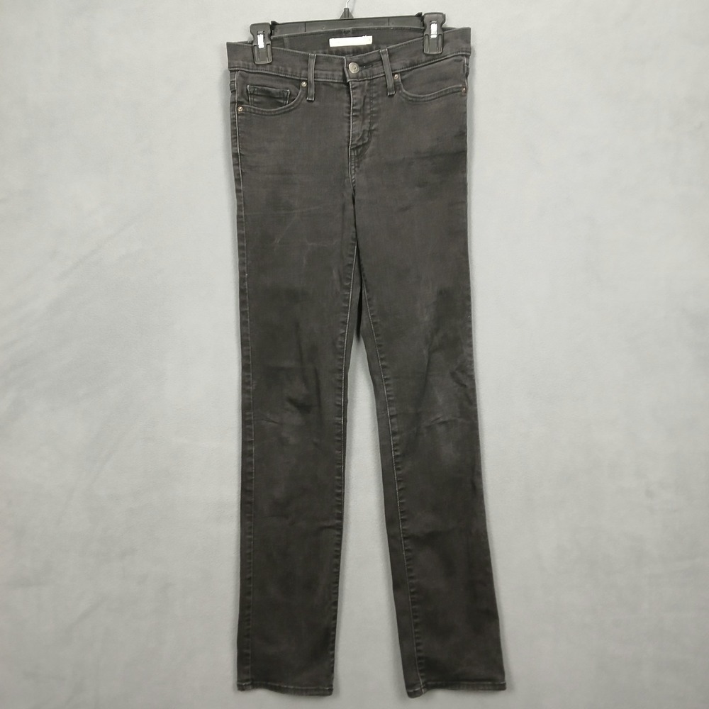 Levi's 314 Shaping Straight Jeans Womens 28x32 Black Denim Stretch Mid Rise